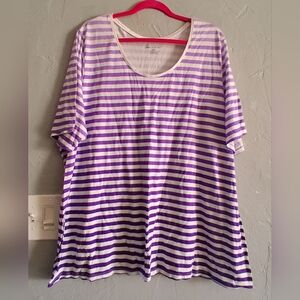 Lane Bryant Purple and White Striped Top